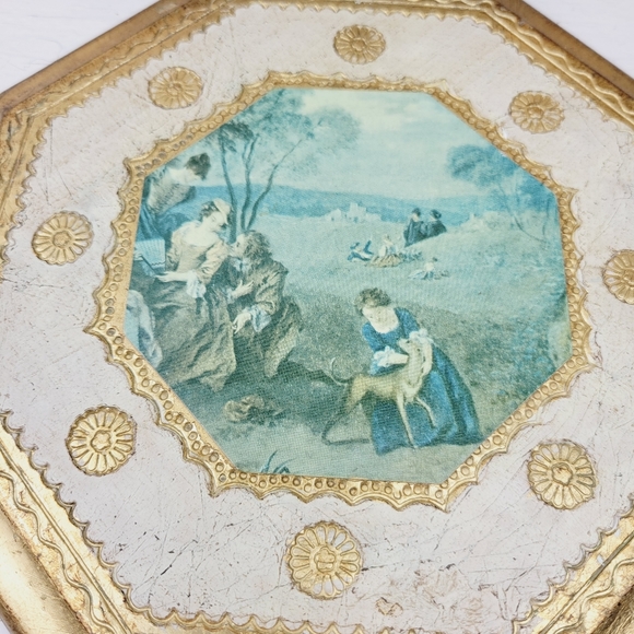Vintage Italian Wall Art Wood Plaques Florentine Toleware Tole Art Gold Gilt - Picture 12 of 16